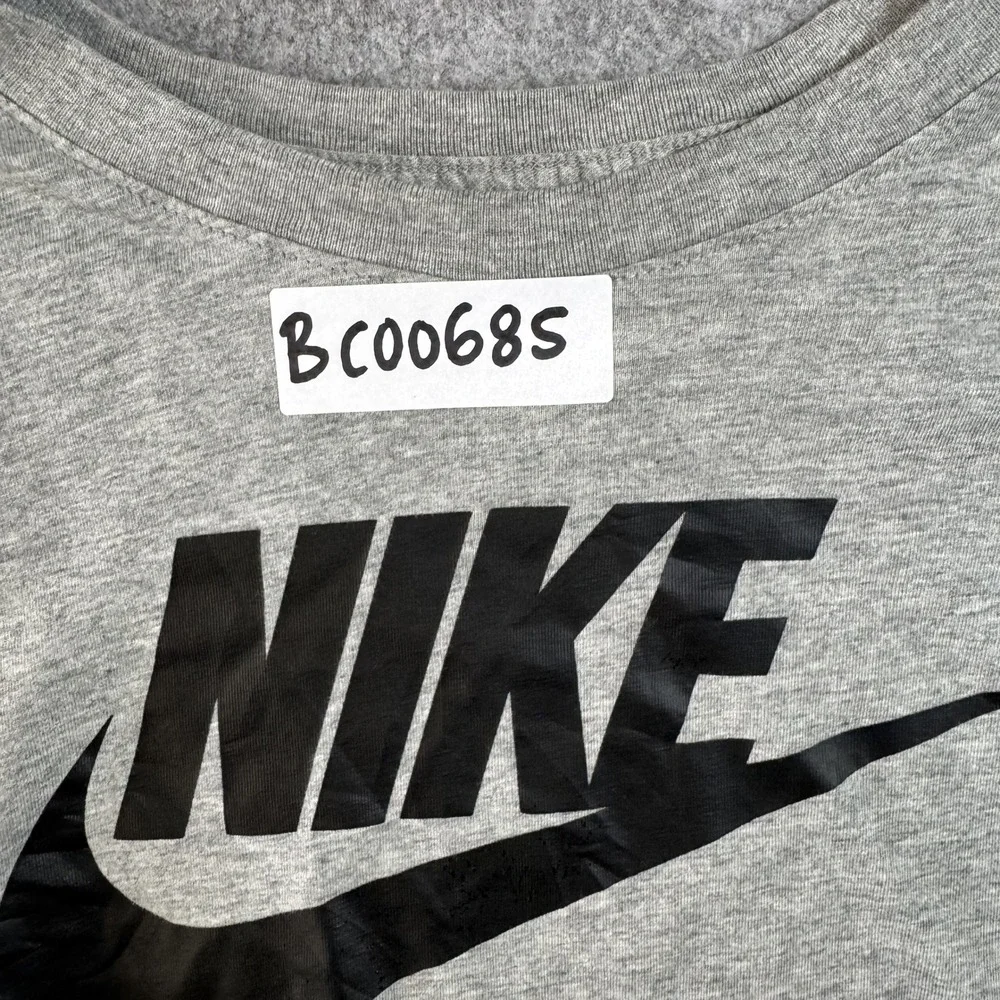 Nike Sportswear Futura Logo Long Sleeve Tee Large Grey Cotton Graphic Shirt